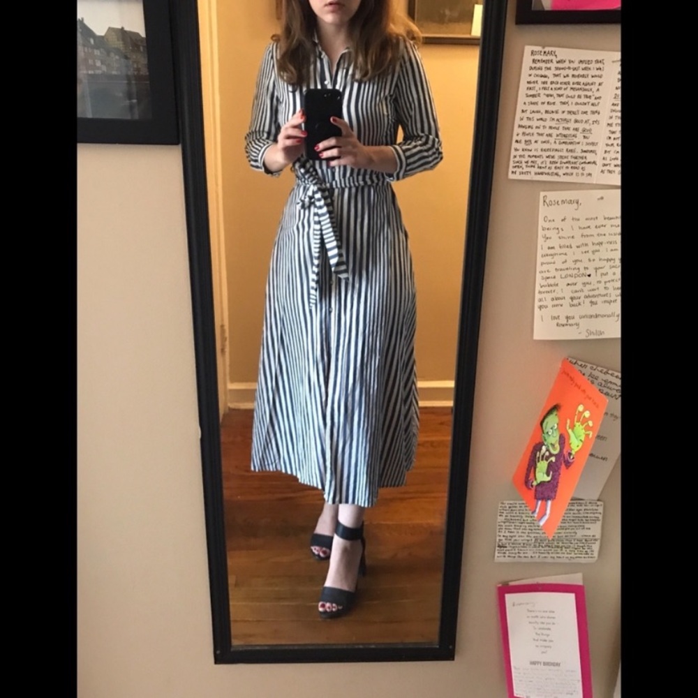 ZARA Blue & White Buttoned Down Dress